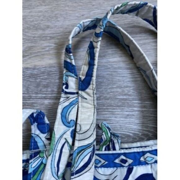 Vera Bradley White Mediterranean (2008) Tote Purse Tortoise Shell Toggle - Picture 5 of 8